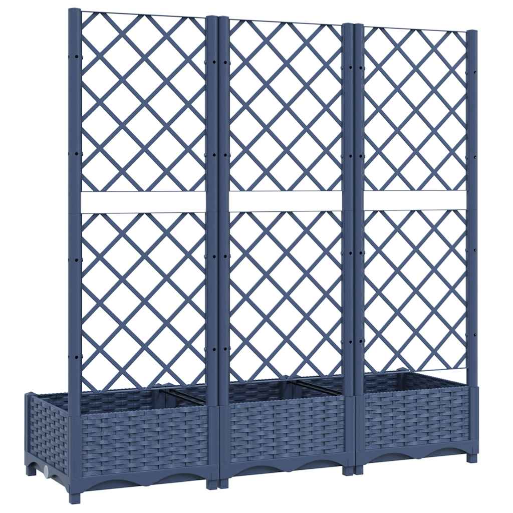 plantekasse med espalier 120x40x121,5 cm PP blågrå
