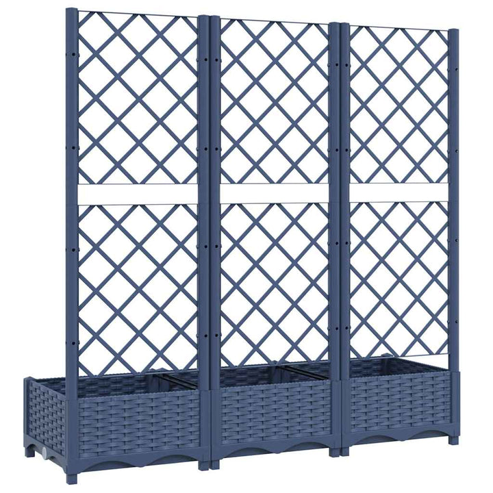 plantekasse med espalier 120x40x121,5 cm PP blågrå