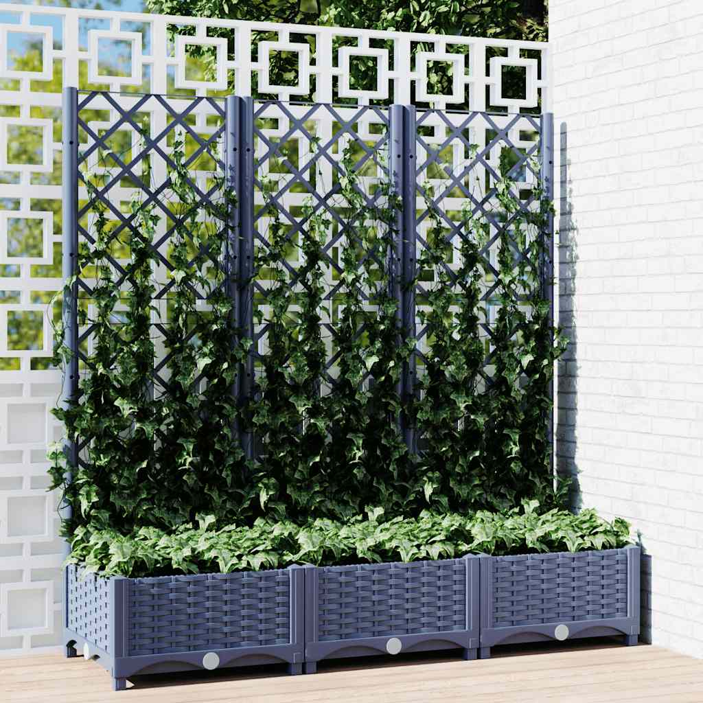 plantekasse med espalier 120x40x121,5 cm PP blågrå