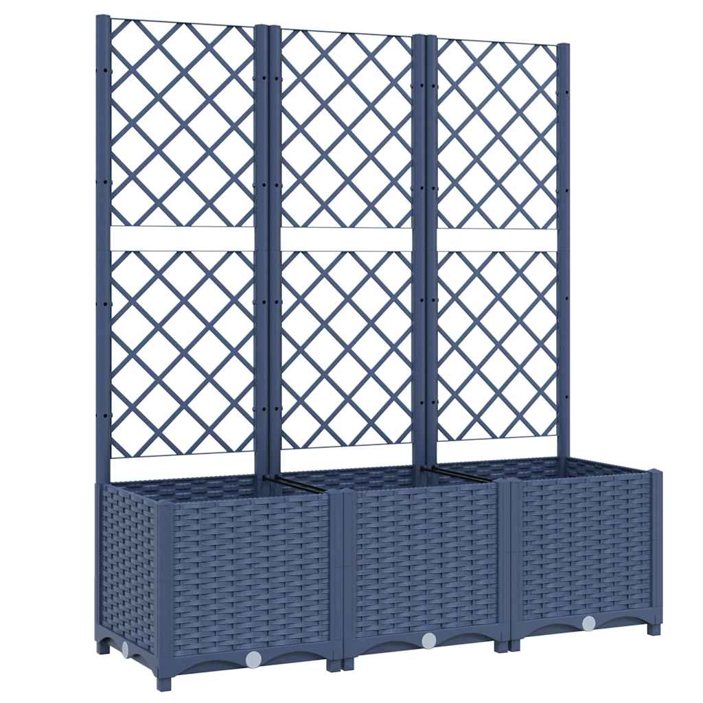 plantekasse med espalier 120x40x136 cm PP blågrå