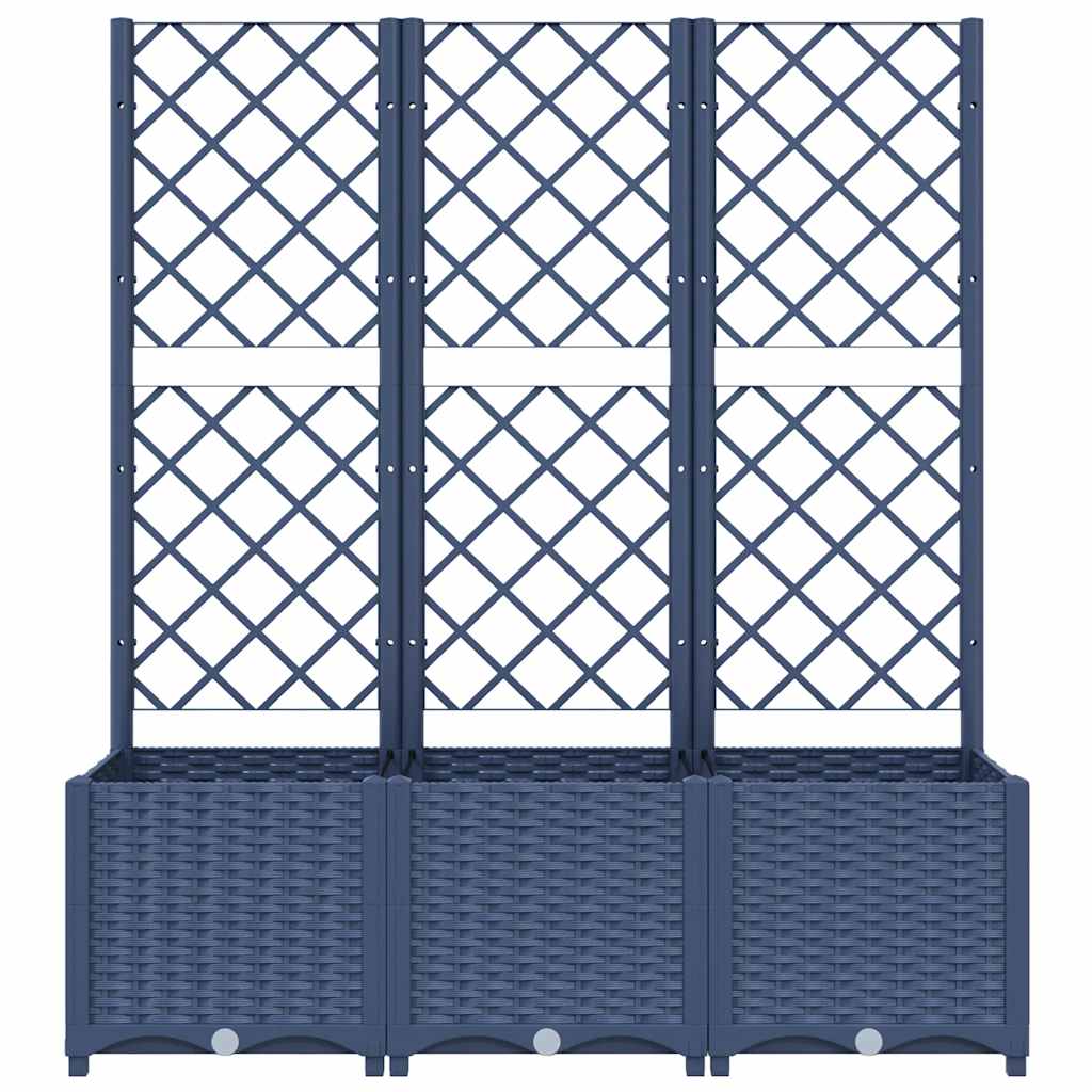 plantekasse med espalier 120x40x136 cm PP blågrå