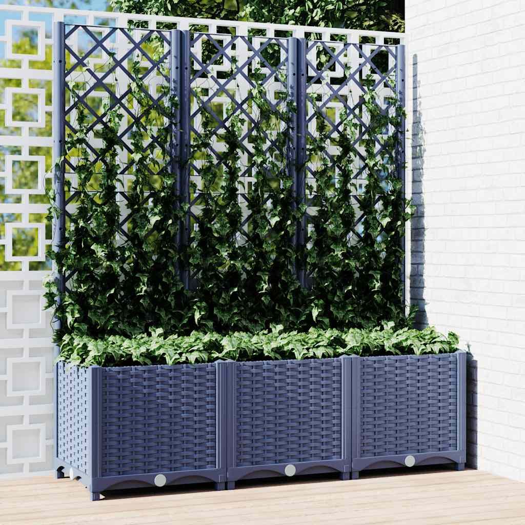plantekasse med espalier 120x40x136 cm PP blågrå