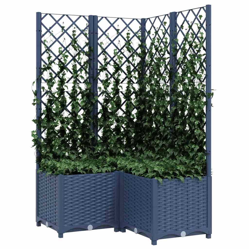 plantekasse med espalier 80x80x136 cm PP blågrå