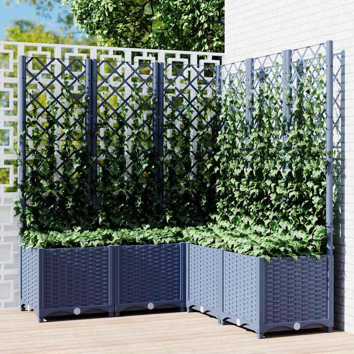 plantekasse med espalier 120x120x136 cm PP blågrå