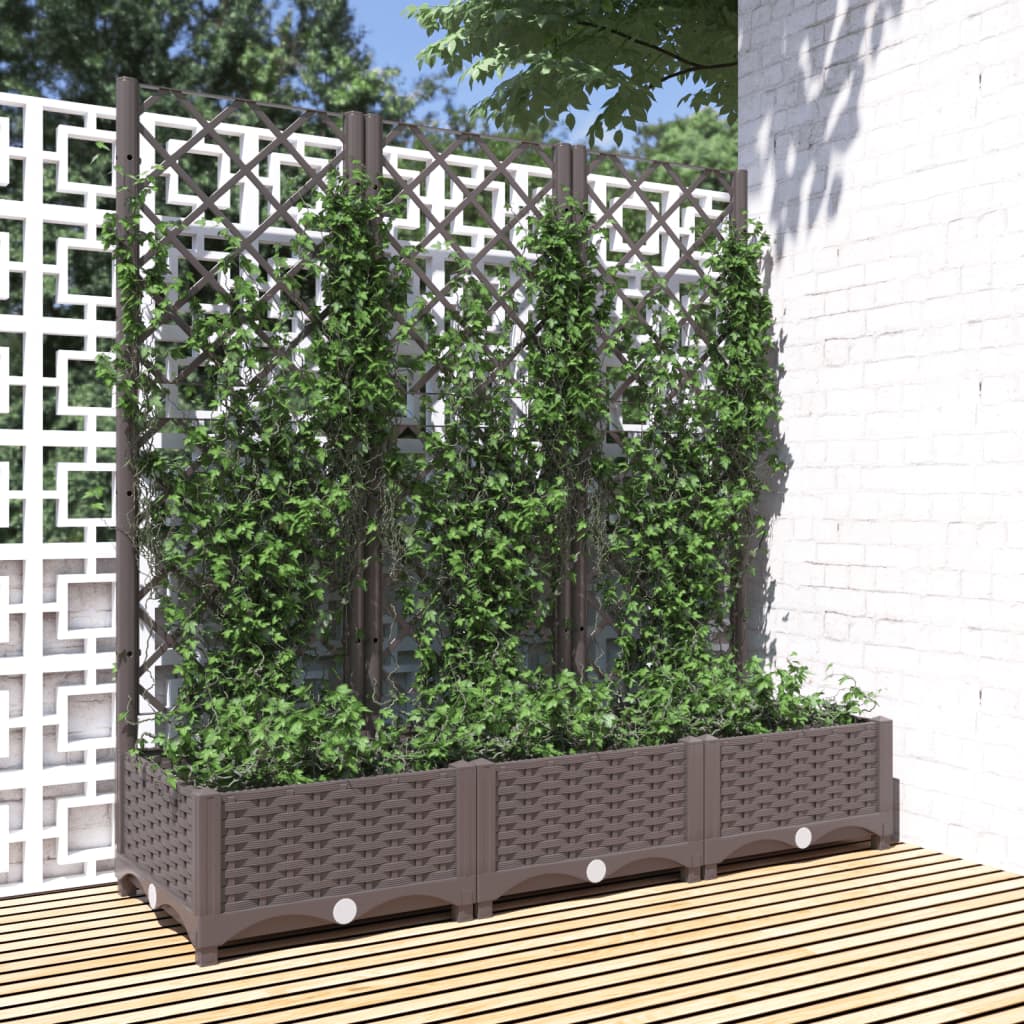 haveplantekasse med espalier brun 120x40x121,5 cm PP