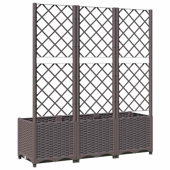 haveplantekasse med espalier brun 120x40x136 cm PP