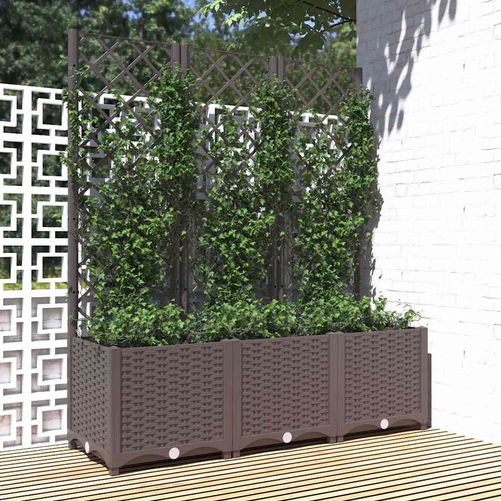 haveplantekasse med espalier brun 120x40x136 cm PP