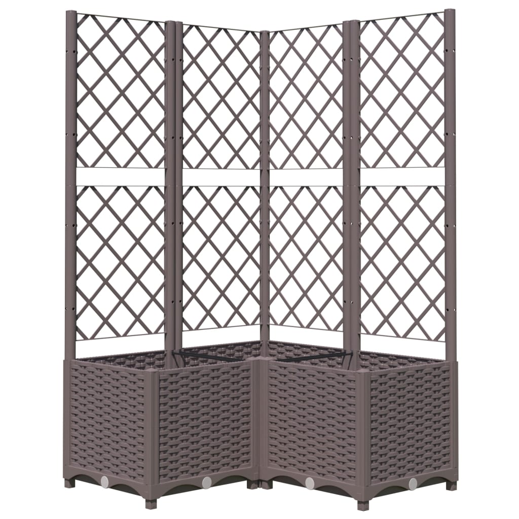 plantekasse med espalier 80x80x136 cm PP brun