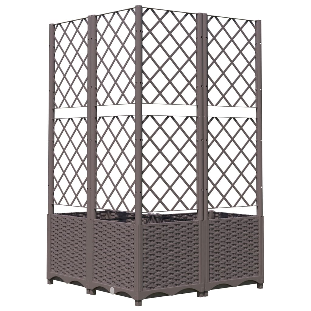 plantekasse med espalier 80x80x136 cm PP brun