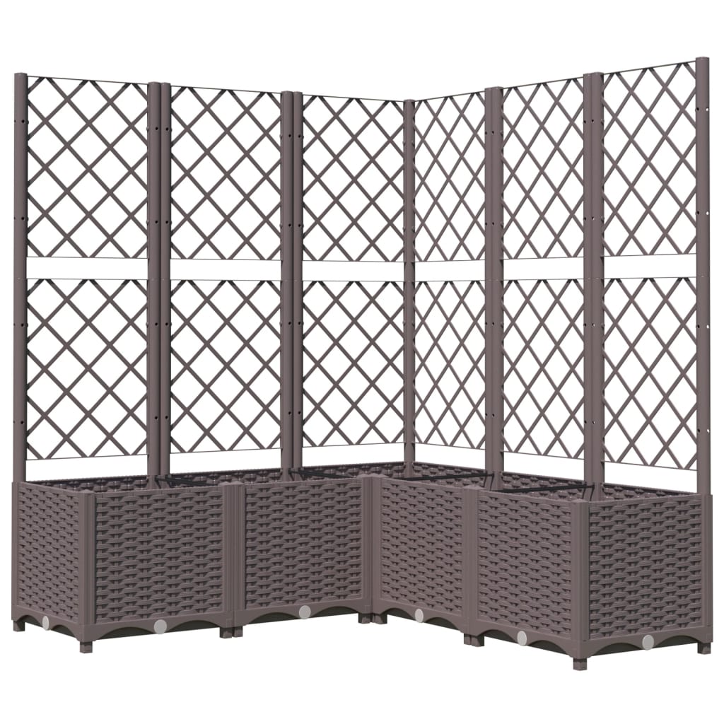 plantekasse med espalier 120x120x136 cm PP brun