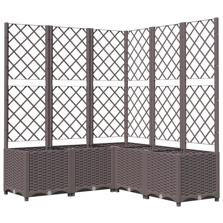 plantekasse med espalier 120x120x136 cm PP brun