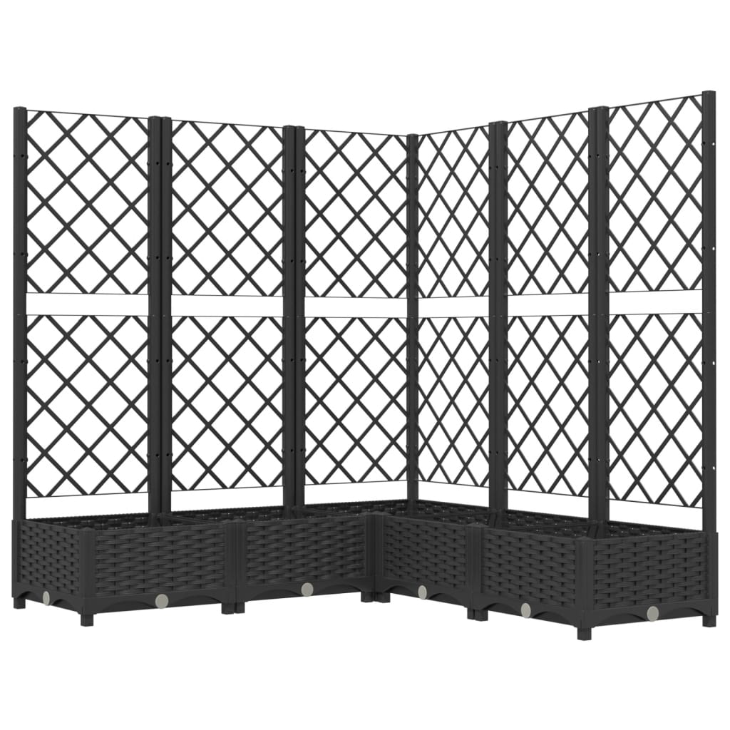plantekasse med espalier 120x120x121,5 cm PP sort