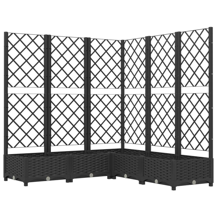plantekasse med espalier 120x120x121,5 cm PP sort