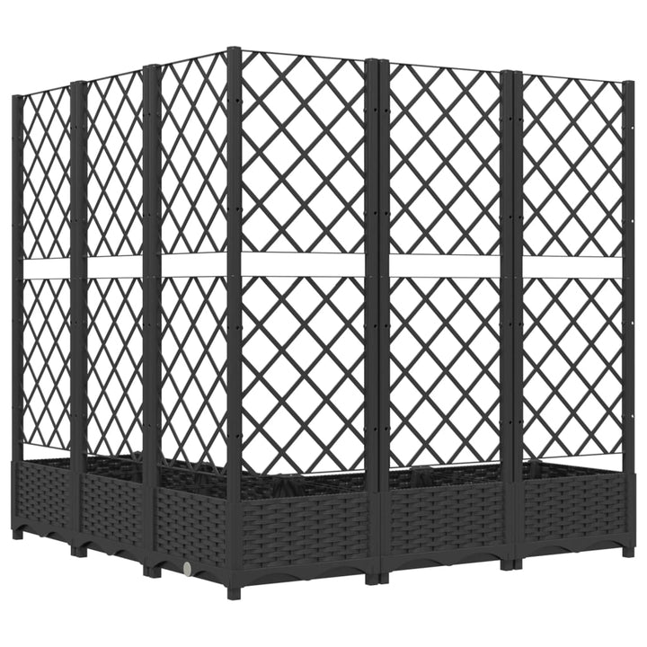plantekasse med espalier 120x120x121,5 cm PP sort
