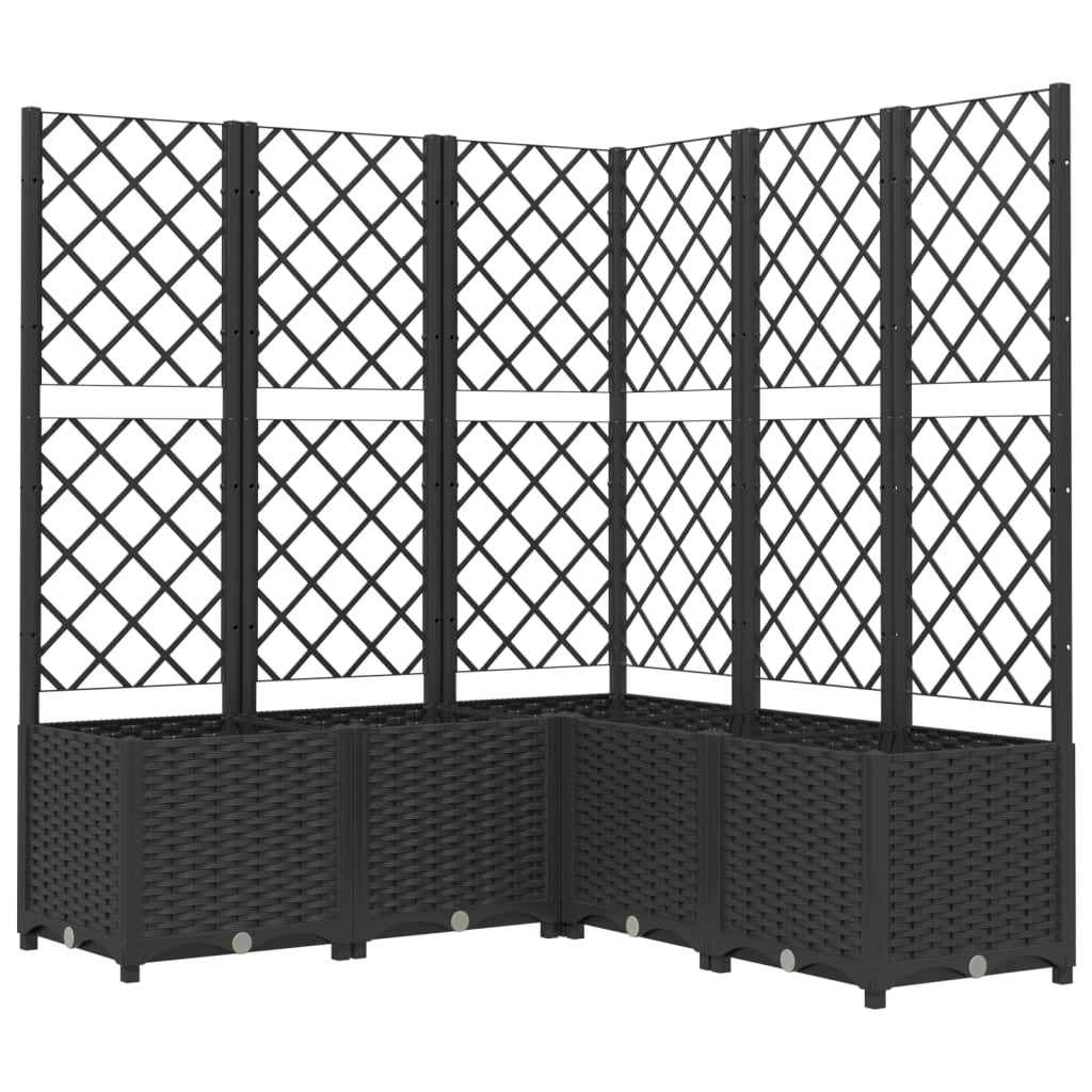 plantekasse med espalier 120x120x136 cm PP sort