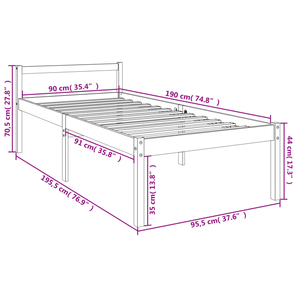 seniorseng 90x190 cm enkeltseng massivt fyrretræ