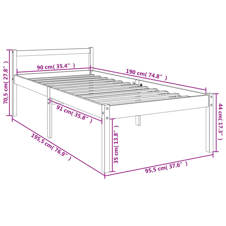 seniorseng 90x190 cm enkeltseng massivt fyrretræ