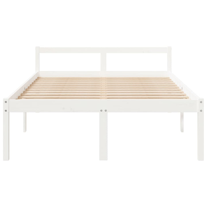 seniorseng 120x190 cm dobbeltseng massivt fyrretræ hvid