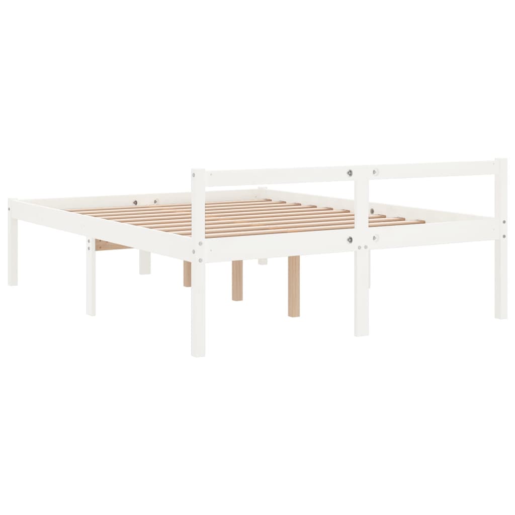 seniorseng 120x190 cm dobbeltseng massivt fyrretræ hvid