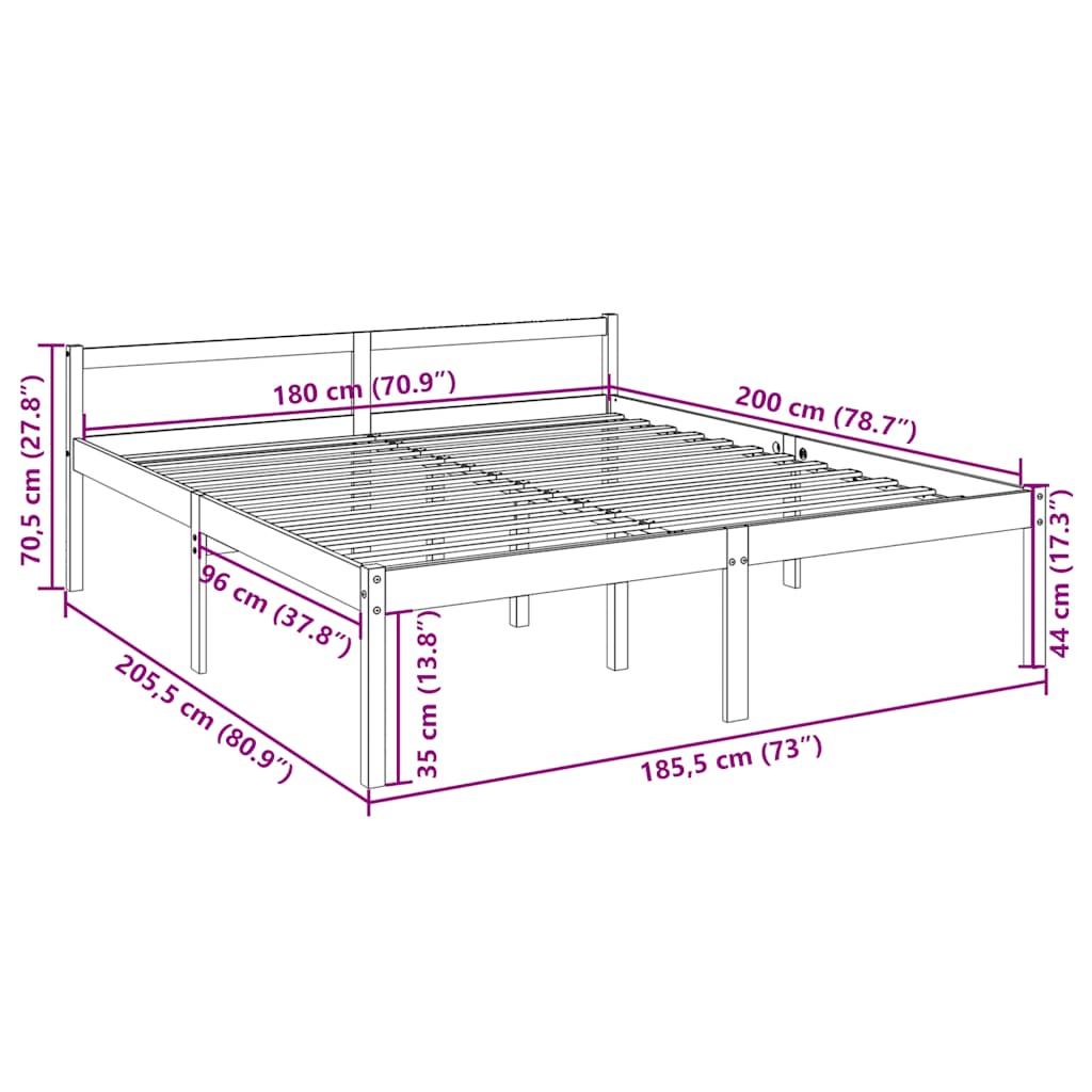 seniorseng 180x200 cm super kingsize massivt fyrretræ