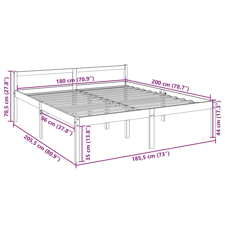 seniorseng 180x200 cm super kingsize massivt fyrretræ