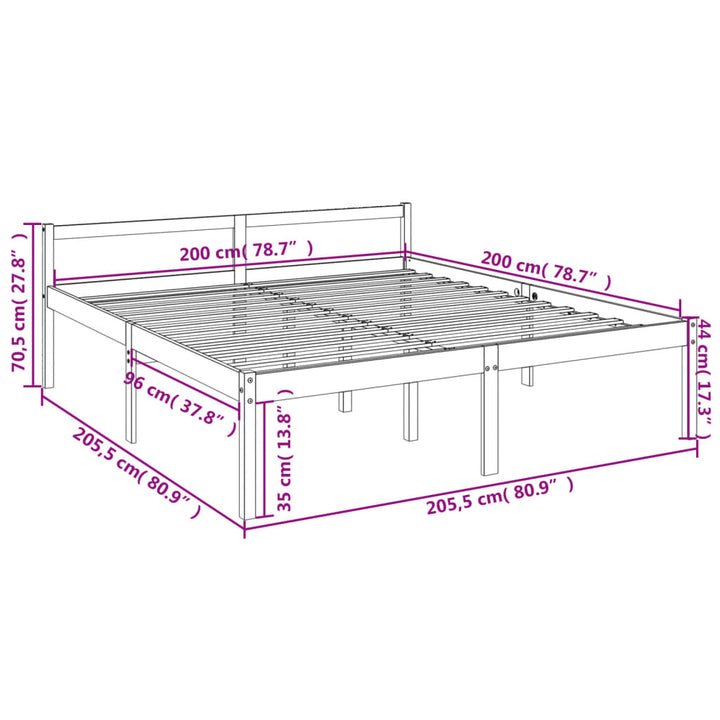 seniorseng 200x200 cm massivt fyrretræ hvid