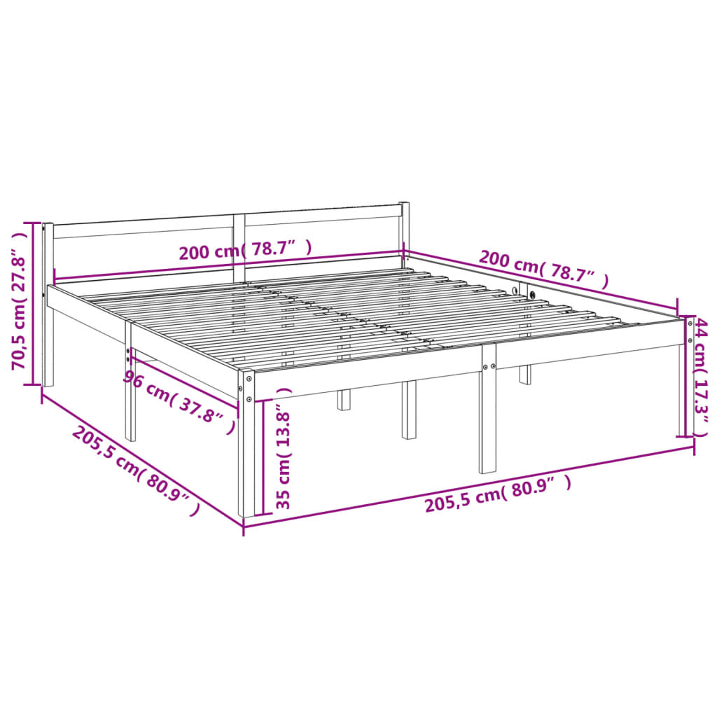 seniorseng 200x200 cm massivt fyrretræ hvid