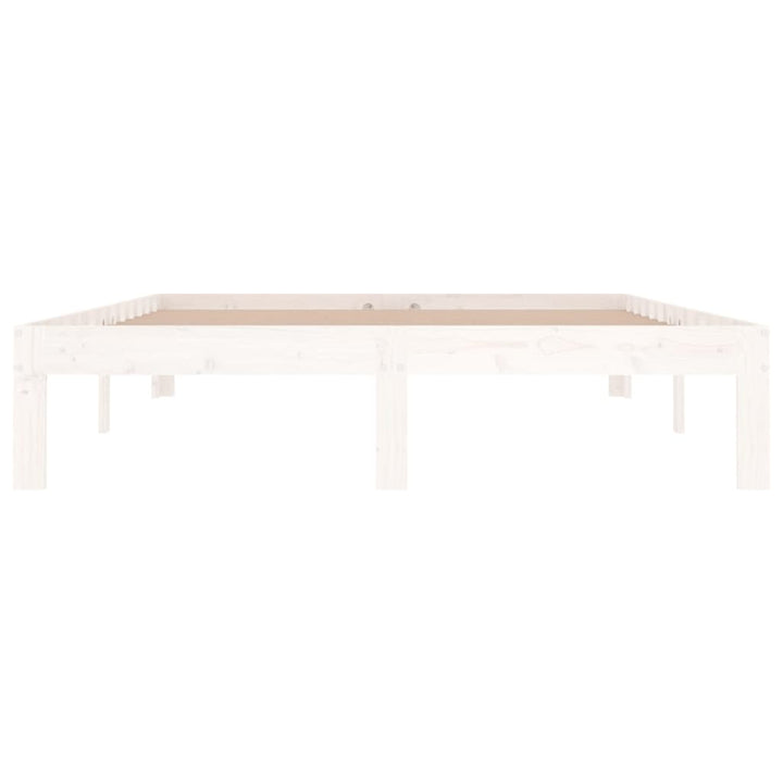 sengeramme 135x190 cm dobbelt massivt fyrretræ hvid