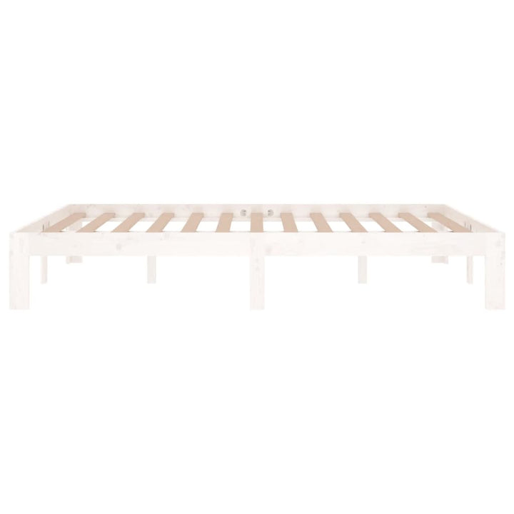 sengeramme 135x190 cm dobbelt massivt fyrretræ hvid