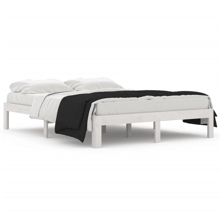 sengeramme 140x190 cm massivt fyrretræ hvid