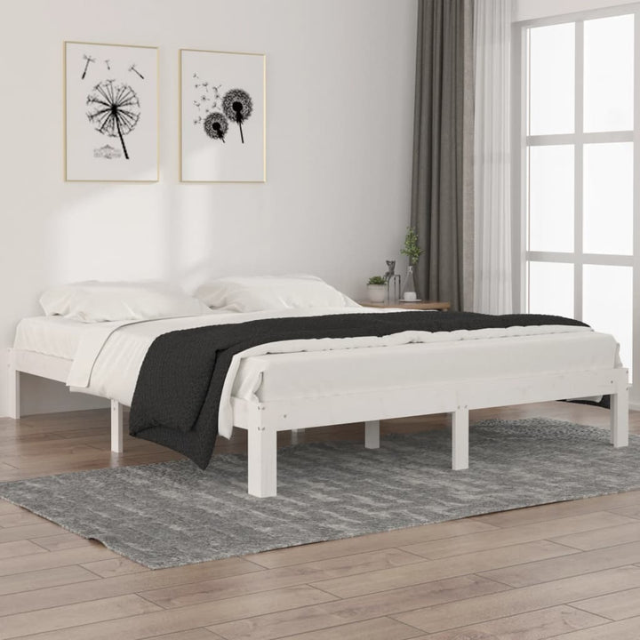 sengeramme 160x200 cm massivt fyrretræ hvid