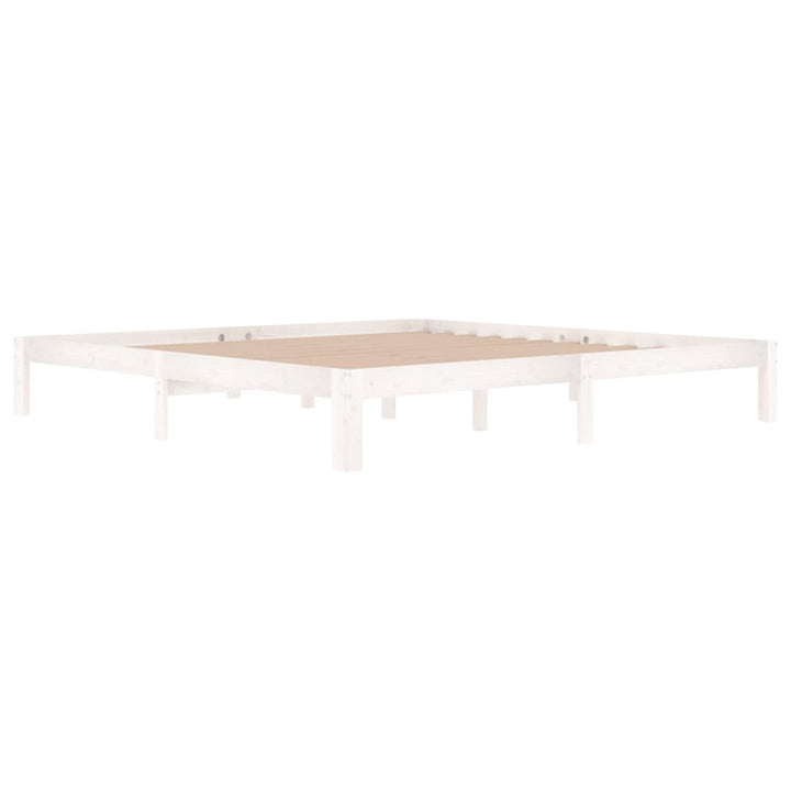 sengeramme 200x200 cm massivt fyrretræ hvid