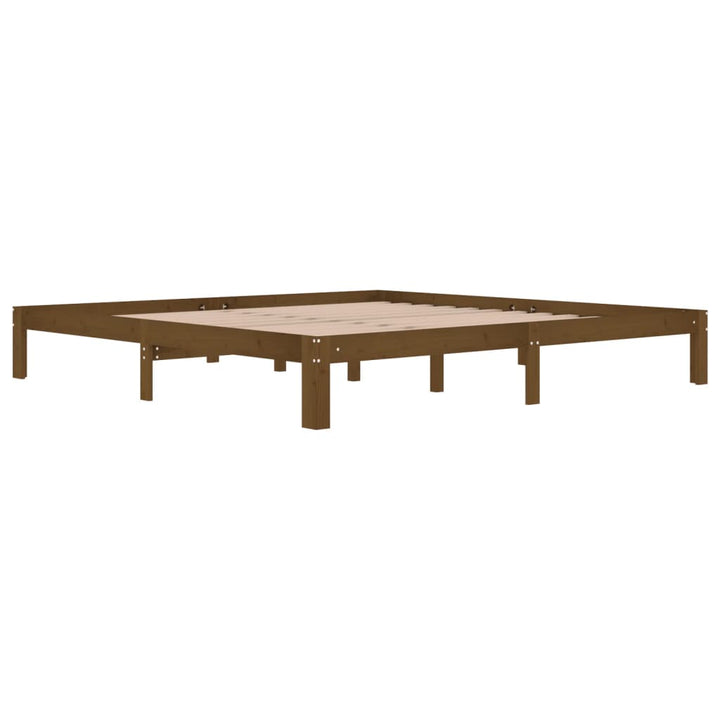 sengeramme 200x200 cm massivt fyrretræ gyldenbrun