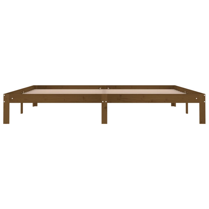 sengeramme 200x200 cm massivt fyrretræ gyldenbrun