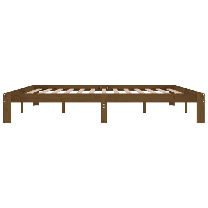 sengeramme 200x200 cm massivt fyrretræ gyldenbrun