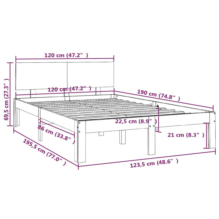 sengeramme 120x190 cm massivt træ