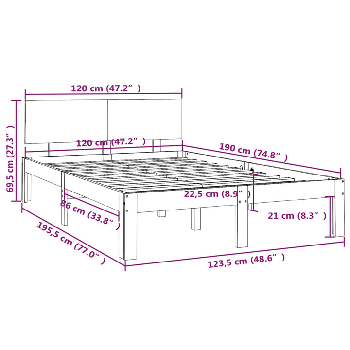 sengeramme 120x190 cm Small Double massivt træ hvid