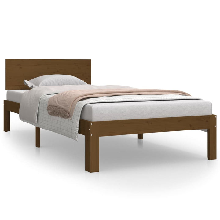 sengeramme 90x200 cm massivt fyrretræ gyldenbrun