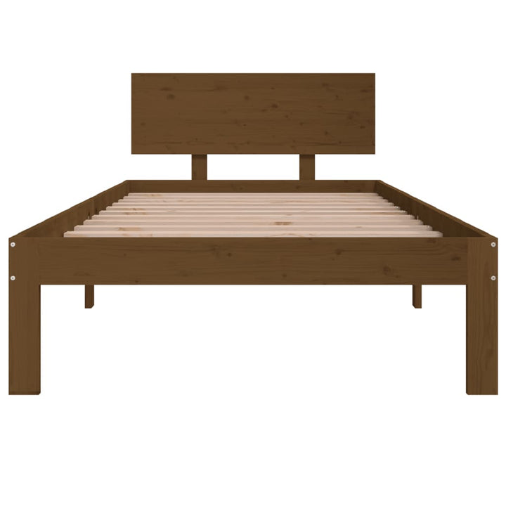 sengeramme 90x200 cm massivt fyrretræ gyldenbrun