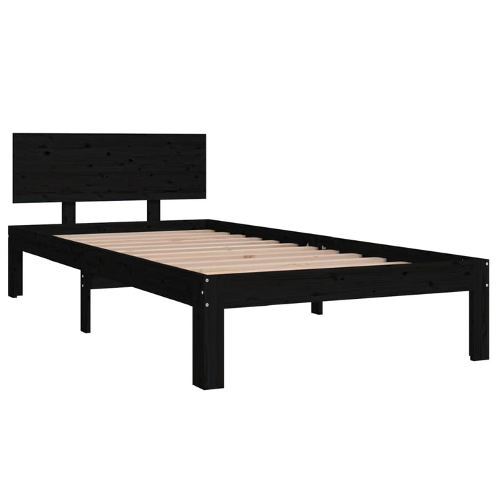 sengeramme 90x200 cm massivt fyrretræ sort