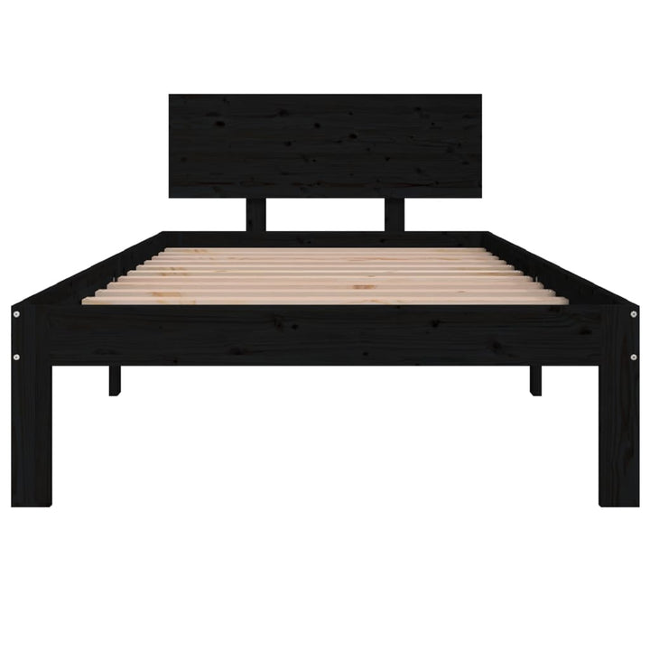 sengeramme 90x200 cm massivt fyrretræ sort
