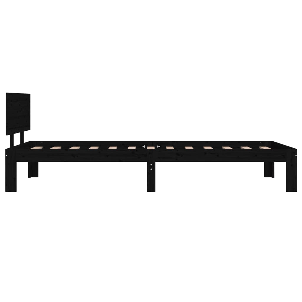sengeramme 90x200 cm massivt fyrretræ sort
