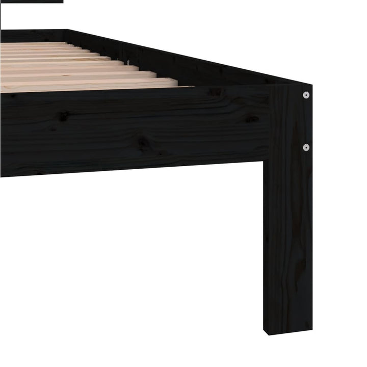 sengeramme 90x200 cm massivt fyrretræ sort