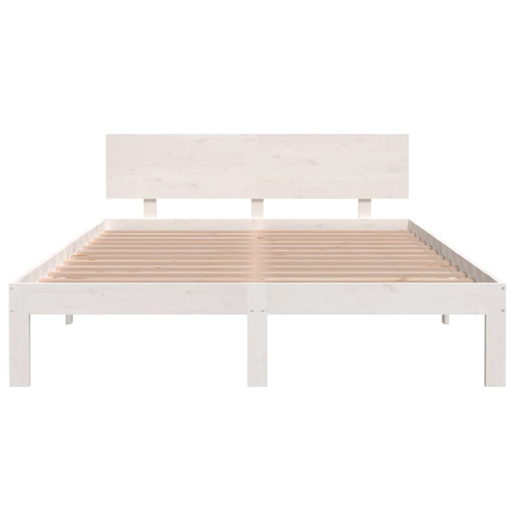 sengeramme 140x200 cm massivt fyrretræ hvid