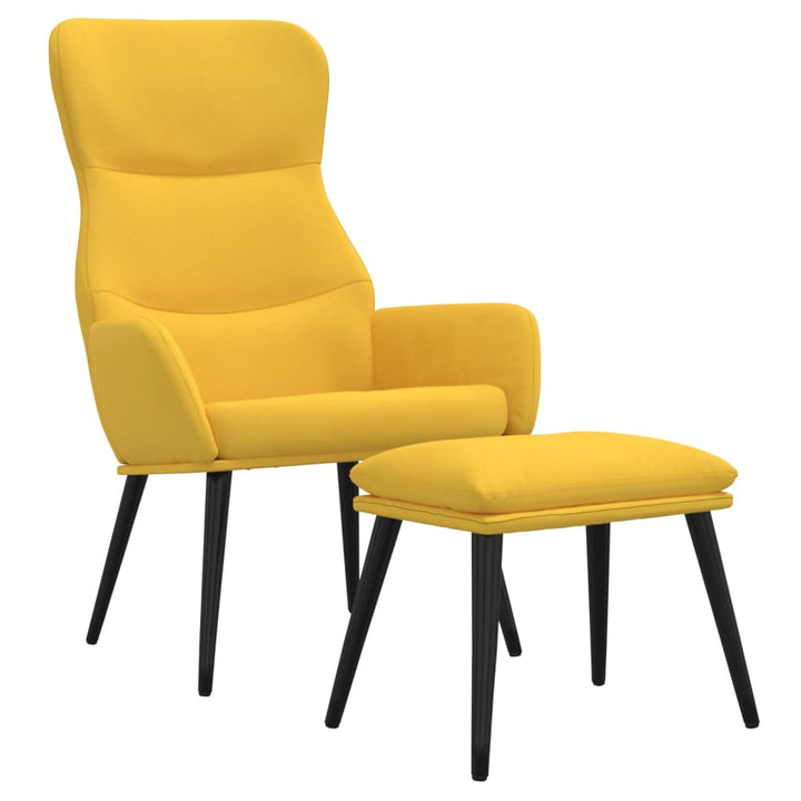 lænestol med skammel stof sennepsgul