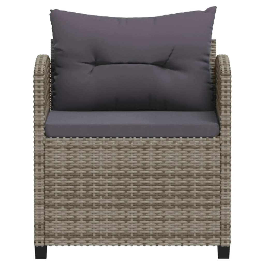 loungesæt til haven 7 dele med hynder polyrattan grå