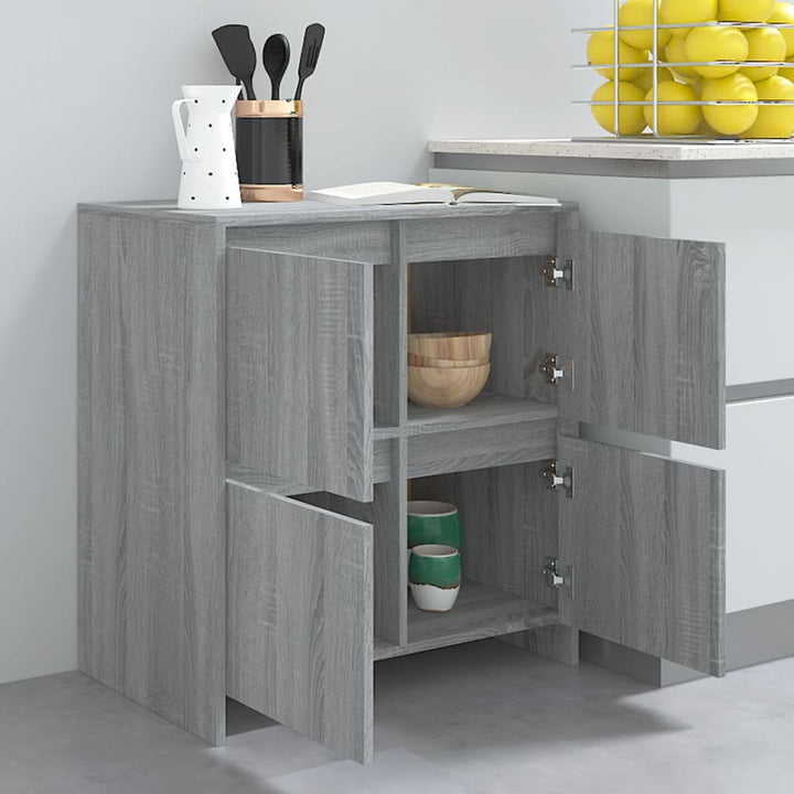 skænke 2 stk. 70x41x75 cm konstrueret træ grå sonoma-eg
