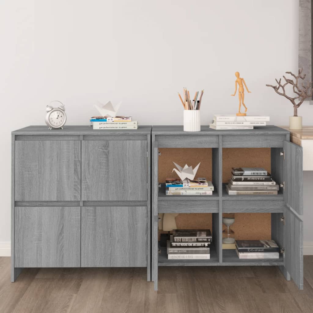 skænke 2 stk. 70x41x75 cm konstrueret træ grå sonoma-eg