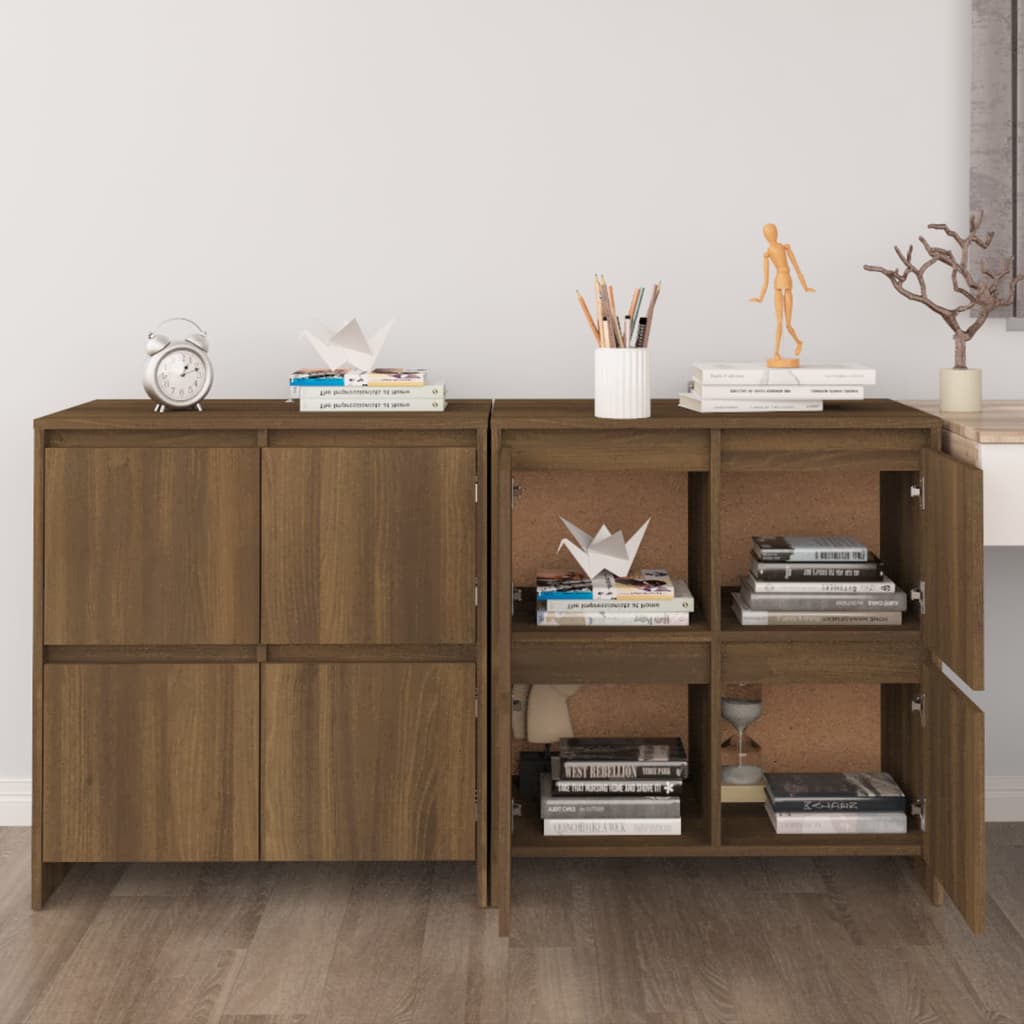 skænke 2 stk. 70x41x75 cm konstrueret træ brun egetræsfarve