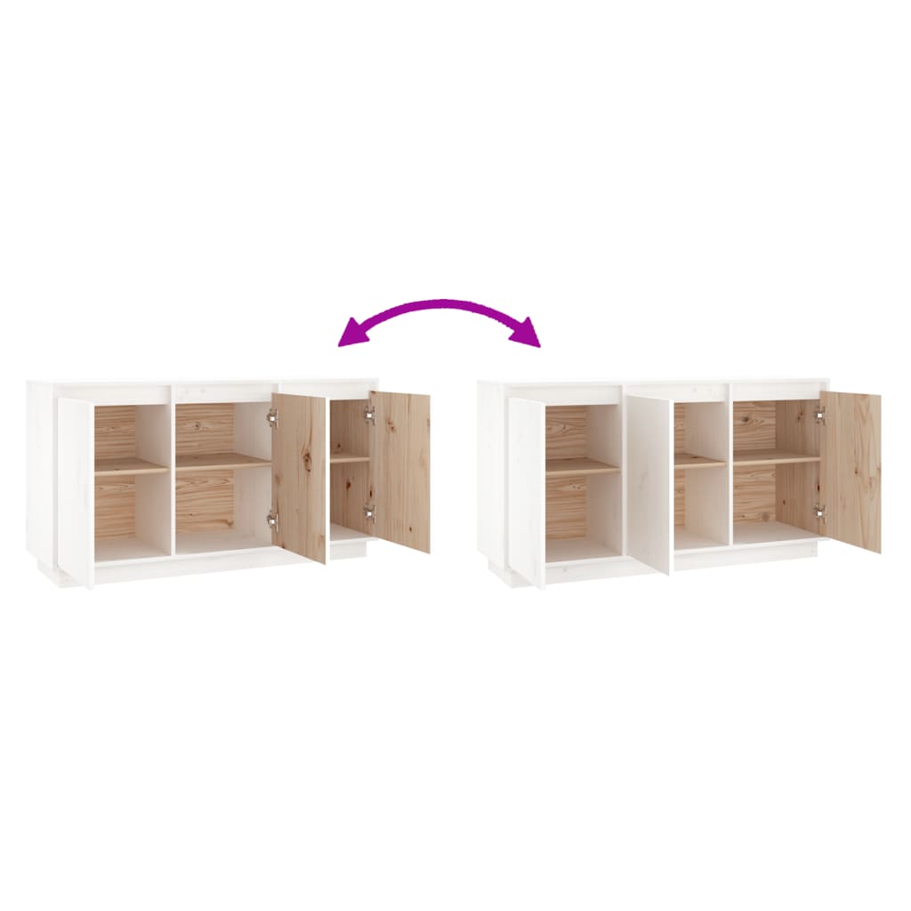 skænk 111x34x60 cm massivt fyrretræ hvid
